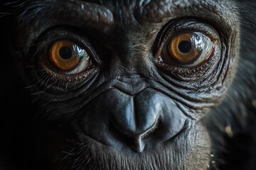 Poster - A close-up shot of a monkey's face with large, expressive eyes