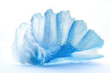 Poster - A single blue flower sits on a clean white surface, great for use in designs and illustrations