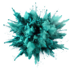 Poster - Green colored powder explosion creating vibrant abstract background for artistic design and creative projects isolated on transparent background..