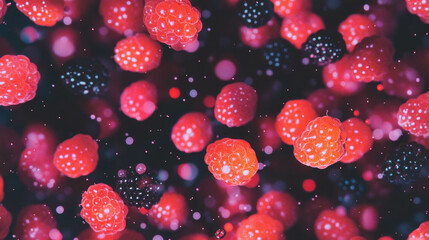 Poster - Vibrant background of falling red and black berries for design and decoration
