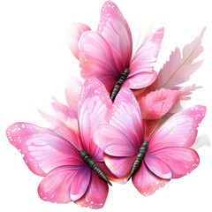 Poster - Pink butterflies transparent png with detailed wings and vibrant colors for graphic design projects isolated on transparent background..