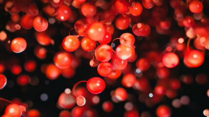 Poster - Vibrant background of falling red and orange dogwood berries for seasonal designs