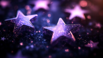 Wall Mural - a dark night sky filled with twinkling white and purple stars, creating an abstract night scene in 4