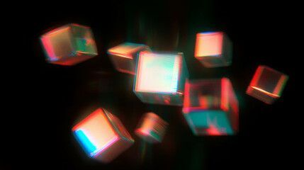 Poster - Vibrant abstract background with rotating cubes in motion