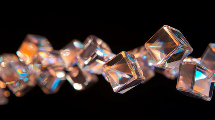 Poster - Dynamic abstract background with rotating glass cubes and subtle light effects for modern design