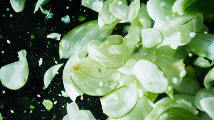 Poster - Dynamic background of falling sliced fennel bulbs in motion for culinary design