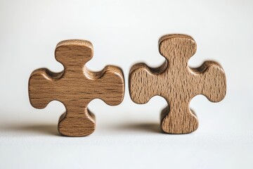 Poster - Two adjacent wooden puzzle pieces