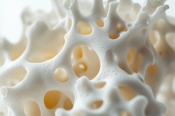 Poster - A close-up shot of a white object with numerous holes, suitable for use as an abstract background or to illustrate a concept