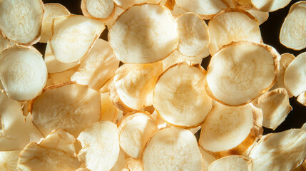 Poster - Dynamic background of falling sliced parsnips for creative design projects
