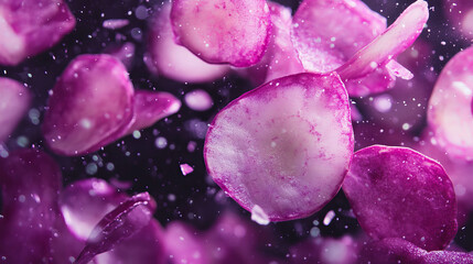 Aufkleber - Vibrant background of falling sliced turnips with dynamic elements for creative design