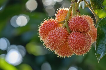 Poster - Close-up shot of a fruit on a tree branch, highlighting its texture and color