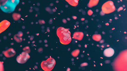Poster - Colorful falling gummy bears background for sweet themed designs