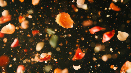 Aufkleber - Vibrant falling spice blends on dark background for culinary design and flavor concepts