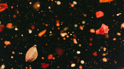 Aufkleber - Vibrant spice explosion on black background for culinary design