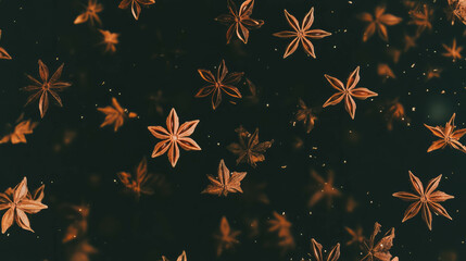 Aufkleber - Falling star anise on dark background for culinary and aromatherapy design