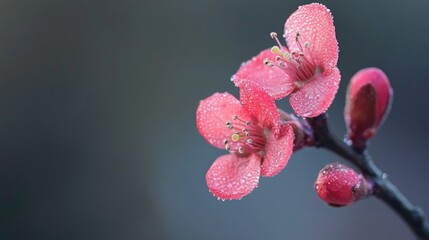 Canvas Print - A detailed shot of a flower with water droplets on its petals, great for highlighting texture and beauty