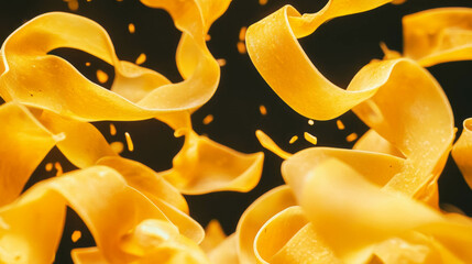 Poster - Dynamic background of falling wheat pasta shapes