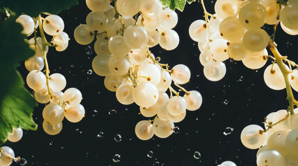Poster - Falling white currants background with delicate details for nature-themed design