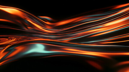 Poster - Glowing molten metal waves on fiery background for dynamic design and art concepts