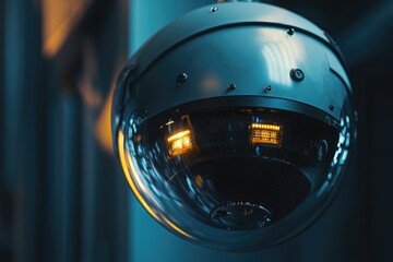 Aufkleber - A close-up view of a camera mounted on a pole, ready for action