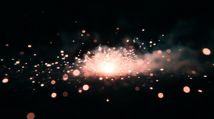 Poster - Fiery background with bright sparks and dark contrast for festive design
