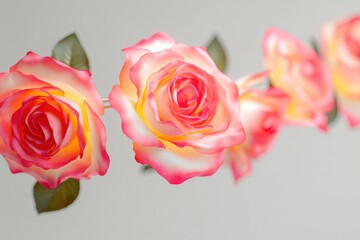 Poster - A cluster of pink roses surrounded by green leaves