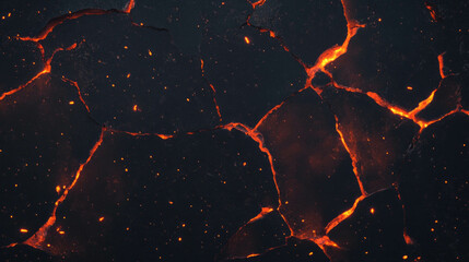 Poster - Fiery embers and cracked lava background for dramatic design elements