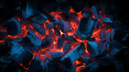 Poster - Glowing embers and charred wood texture for warmth or art design