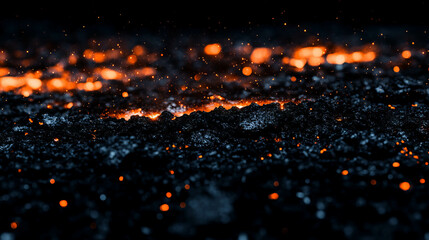 Poster - Glowing embers and charcoal in a fiery background for dramatic design