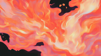 Poster - Fiery abstract background with lively flames against dark canvas