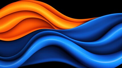 Fototapete - A blue and orange wave with a black background. The blue and orange colors create a sense of movement and energy