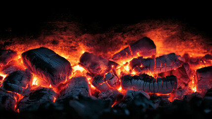 Poster - Glowing embers and fire background for cozy warmth and atmosphere