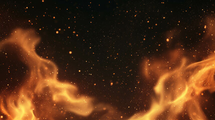 Poster - Fiery background with bright flames and large sparks for dramatic design