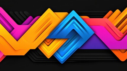 Fototapete - A colorful abstract design with squares and triangles. The colors are bright and bold, creating a sense of energy and excitement. The design is likely meant to be eye-catching and visually interesting