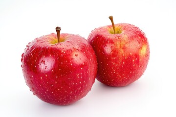 Poster - Fresh and ripe red apples on a clean white surface