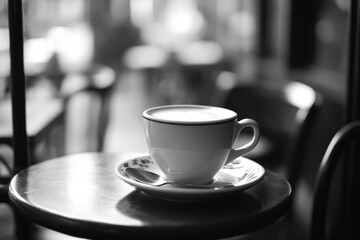 Poster - A single serving of coffee in a ceramic cup placed on a saucer