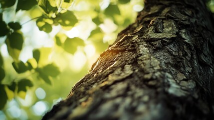 Poster - A close-up view of a tree trunk with intricate details and textures
