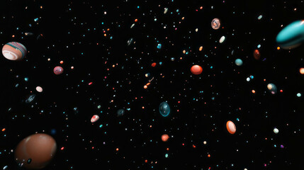 Aufkleber - Cosmic space theme with floating abstract spheres for modern design projects