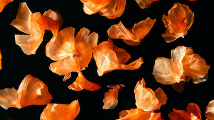 Poster - Floating blooming onion petals background for creative designs