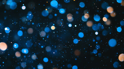 Poster - Festive celebration background with floating blue and silver confetti for party decor or event design