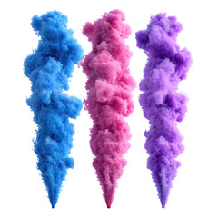 Poster - Colored smoke trails in red blue green and yellow on a black background creating an abstract pattern isolated on transparent background..