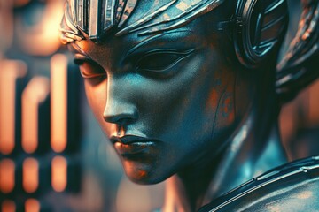 Poster - Close-up view of a woman's statue, suitable for artistic or historical context