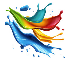 Poster - Three colorful liquid splashes in blue yellow and red on white background isolated on transparent background..