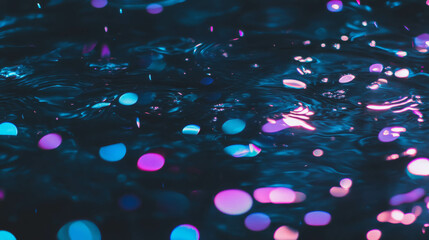 Poster - Vibrant celebration with floating confetti reflections in water