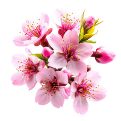 Poster - Bunch of pink flowers on a black background creating a striking contrast and vibrant visual appeal isolated on transparent background..