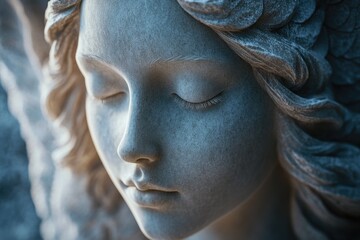 Wall Mural - A close-up shot of a serene-looking angel statue