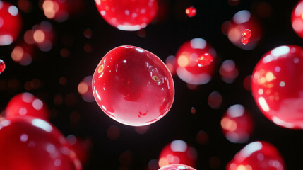 Aufkleber - Vibrant cranberries floating on dark red background - perfect for autumn and holiday designs