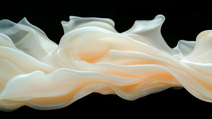 Poster - Abstract cream swirl background with floating white waves for art design and decoration