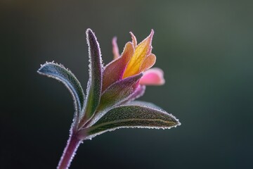 Poster - A close-up shot of a flower covered in frost