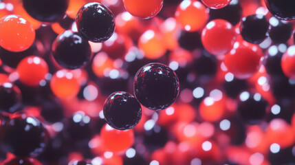 Aufkleber - Abstract background with floating dark red and black spheres for modern design